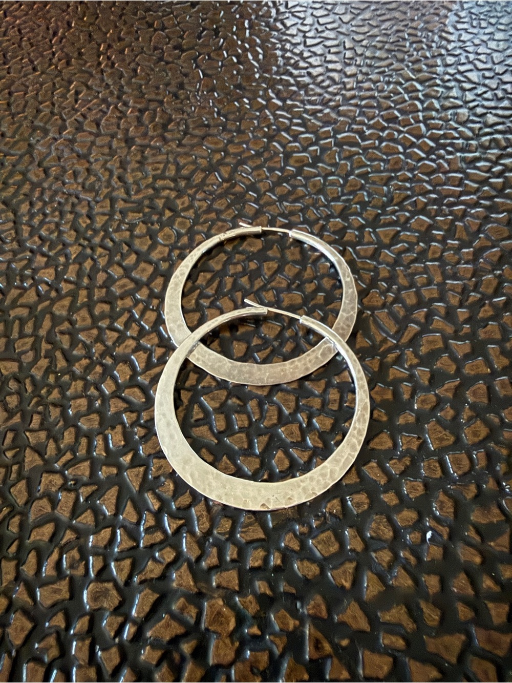 Hammered Sterling Silver Hoop Earrings